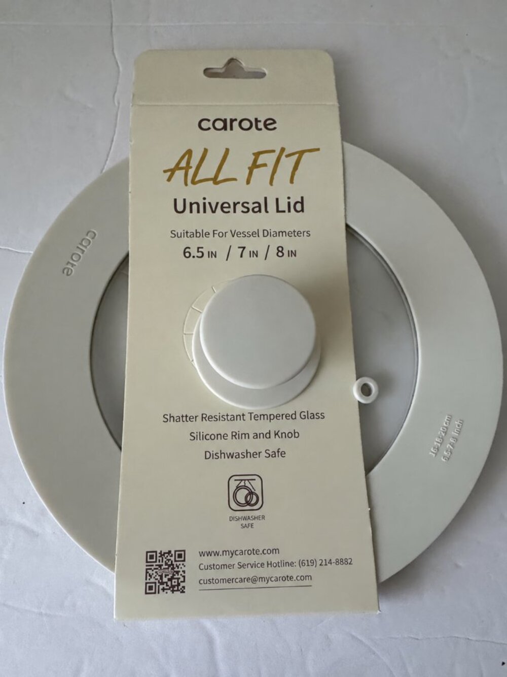 Carote All Fit Universal Lid, Pots and Pans Cover Suitable for 6.5" 7" 8" White